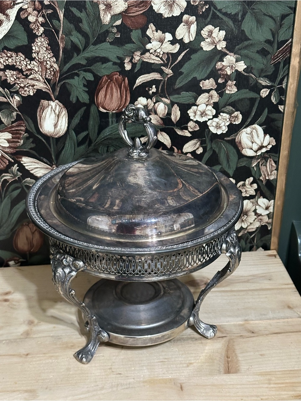 Vintage 1970s Microplate Silver Plate Chafing Dish Serving Bowl Lid